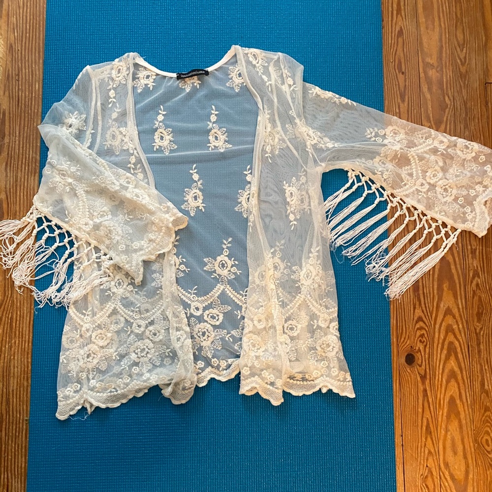 Sheer, lace kimono
